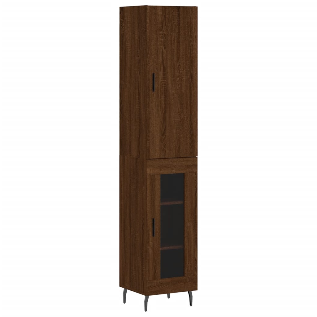 vidaXL Aparador alto madera contrachapada roble marrón 34,5x34x180 cm