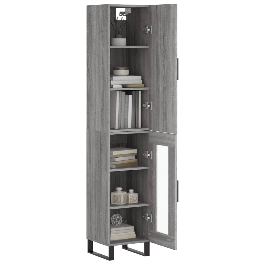 vidaXL Aparador alto madera contrachapada gris Sonoma 34,5x34x180 cm