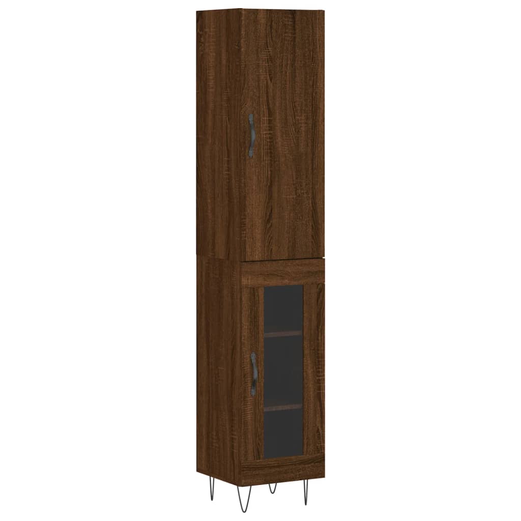 vidaXL Aparador alto madera contrachapada roble marrón 34,5x34x180 cm