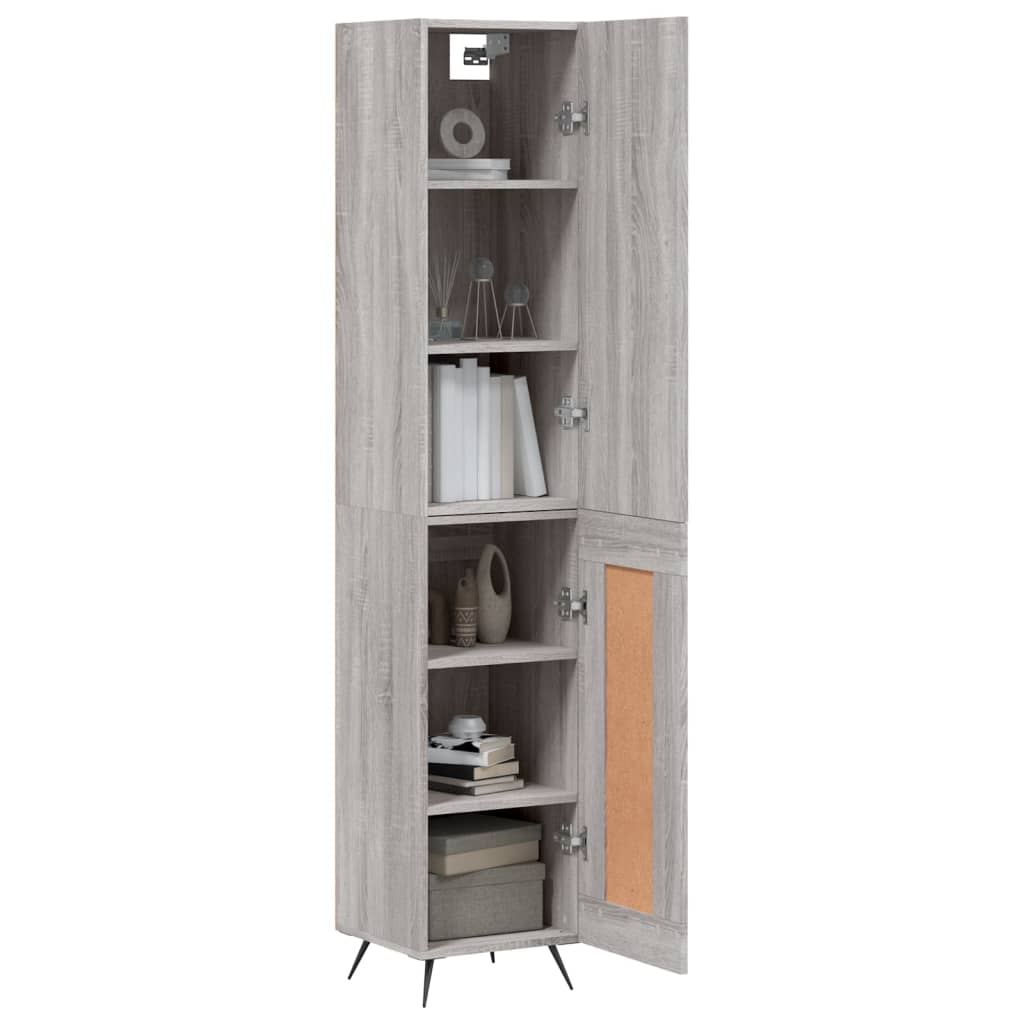 vidaXL Aparador alto madera contrachapada gris Sonoma 34,5x34x180 cm