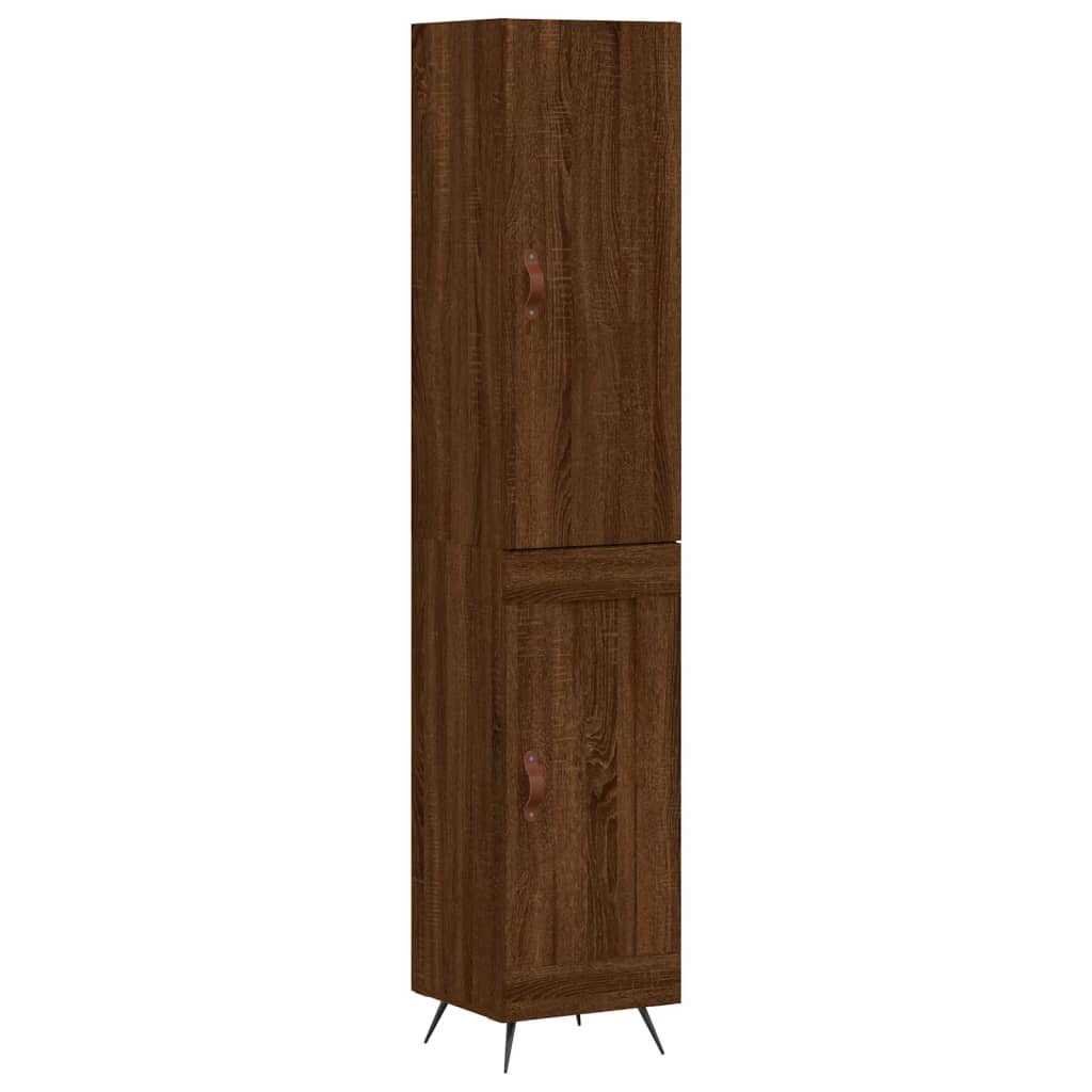 vidaXL Aparador alto madera contrachapada roble marrón 34,5x34x180 cm