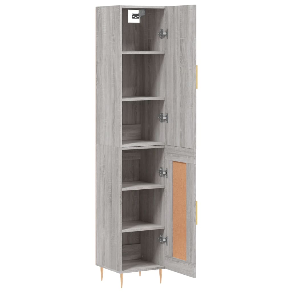 vidaXL Aparador alto madera contrachapada gris Sonoma 34,5x34x180 cm