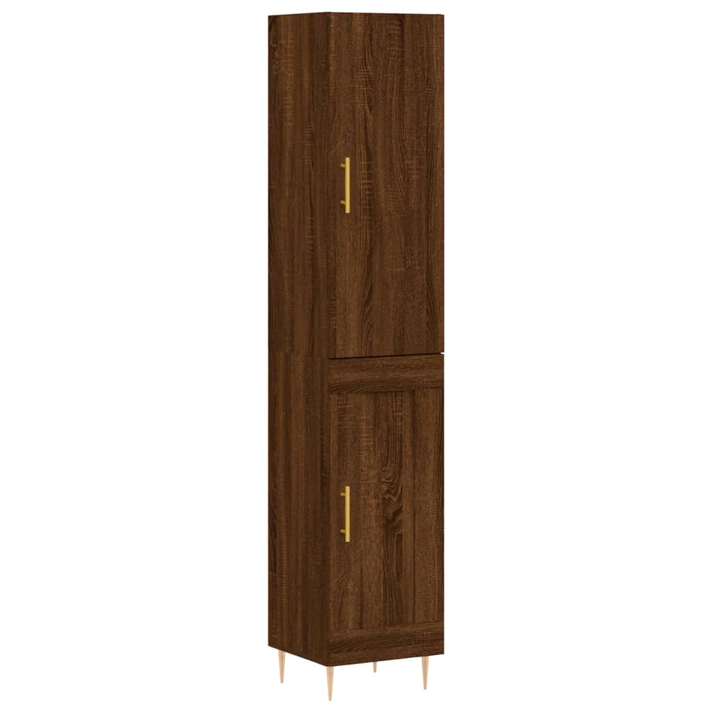 vidaXL Aparador alto madera contrachapada roble marrón 34,5x34x180 cm