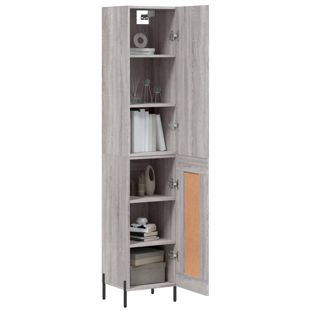 vidaXL Aparador alto madera contrachapada gris Sonoma 34,5x34x180 cm