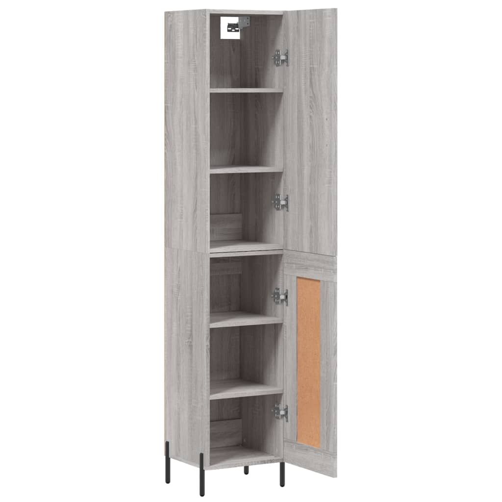 vidaXL Aparador alto madera contrachapada gris Sonoma 34,5x34x180 cm