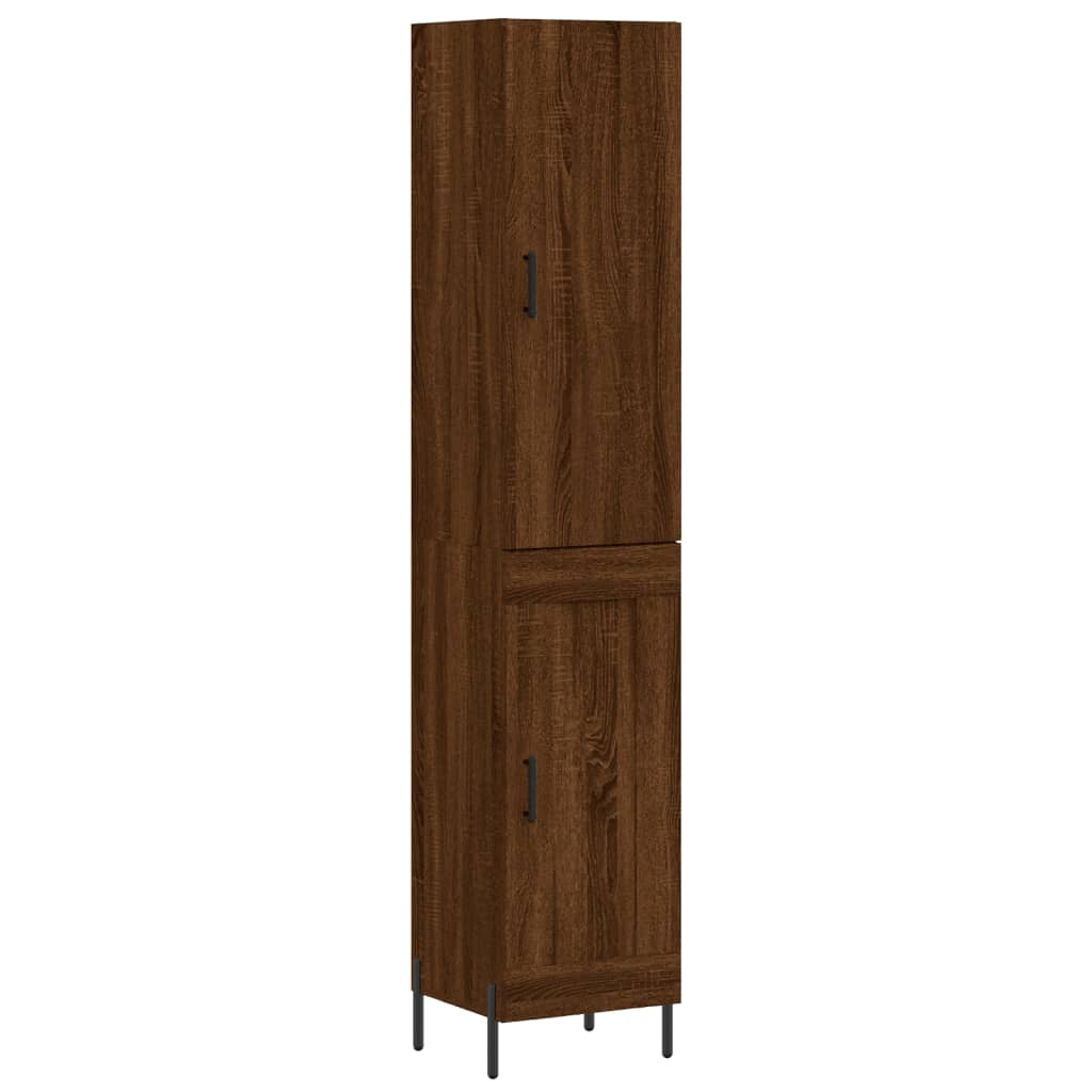 vidaXL Aparador alto madera contrachapada roble marrón 34,5x34x180 cm