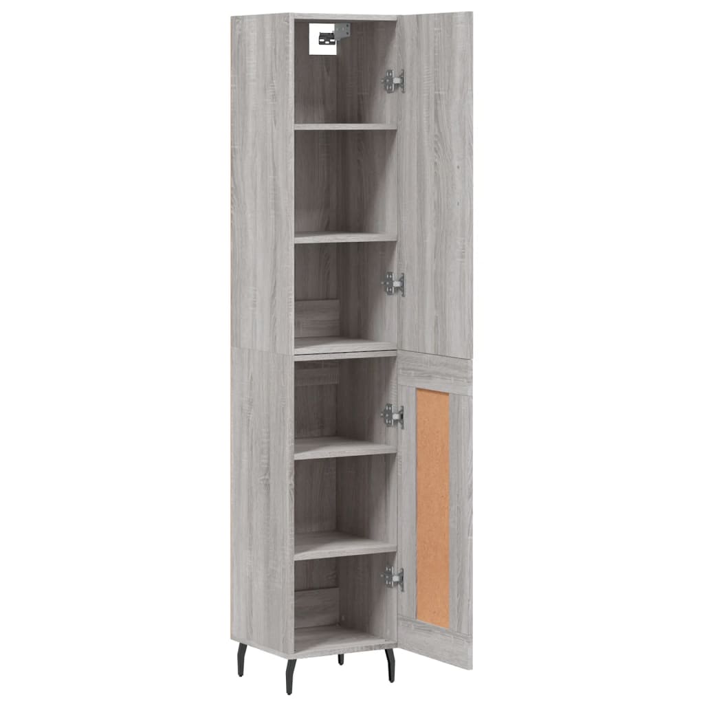 vidaXL Aparador alto madera contrachapada gris Sonoma 34,5x34x180 cm