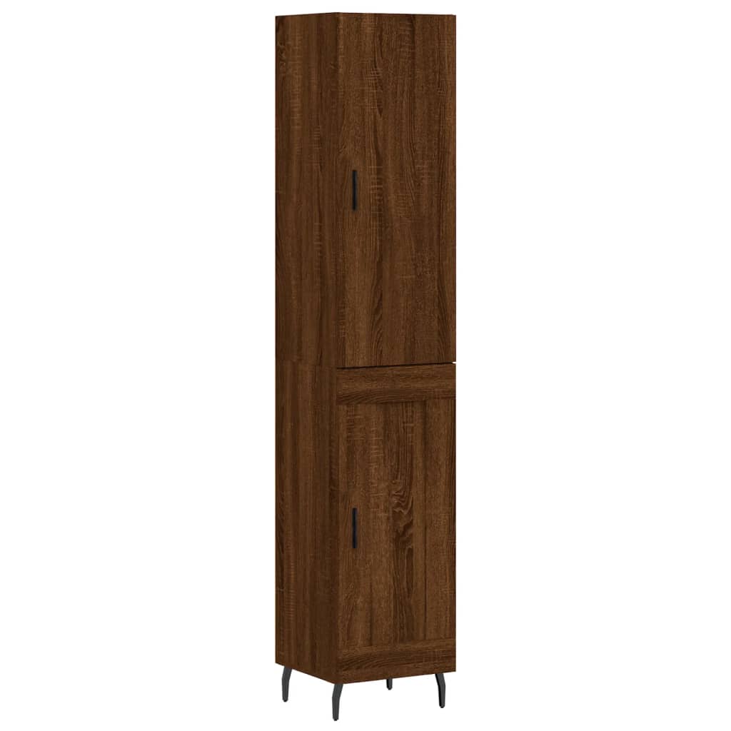 vidaXL Aparador alto madera contrachapada roble marrón 34,5x34x180 cm