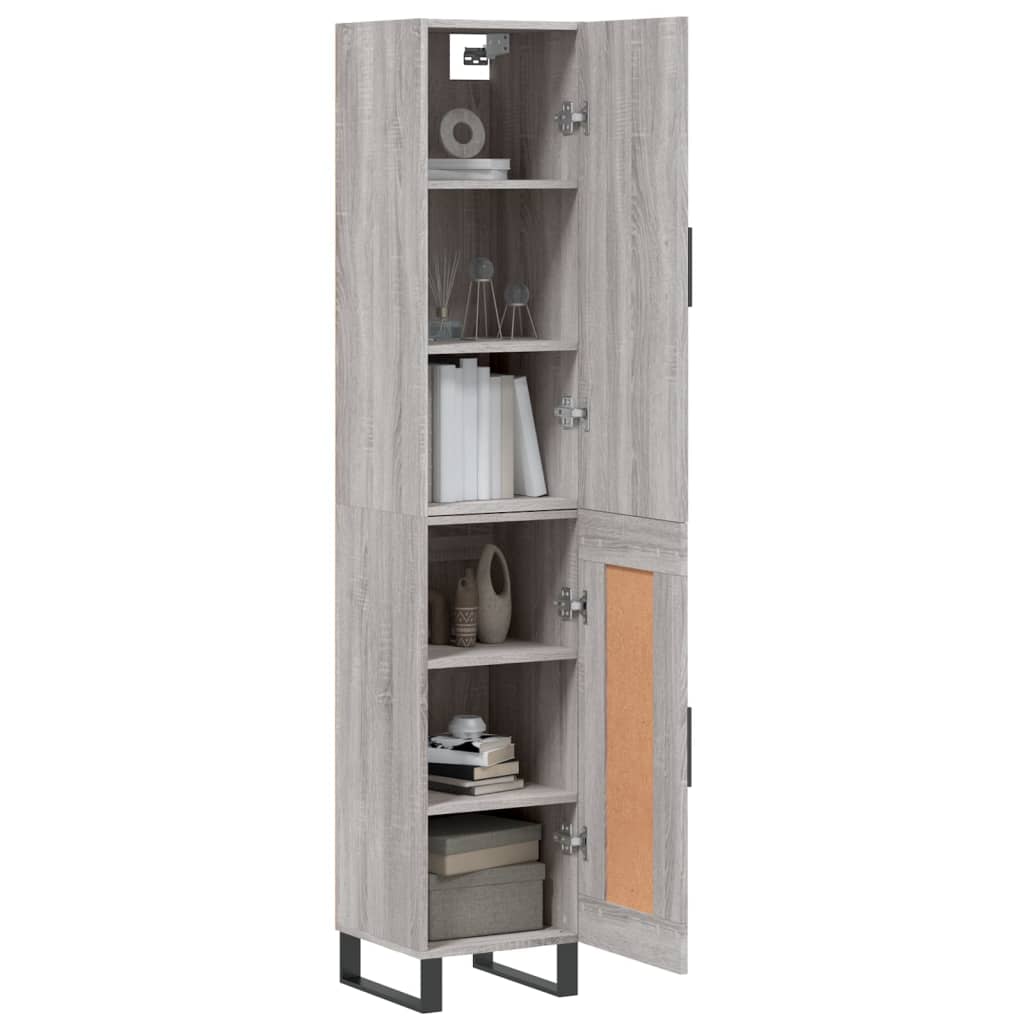 vidaXL Aparador alto madera contrachapada gris Sonoma 34,5x34x180 cm