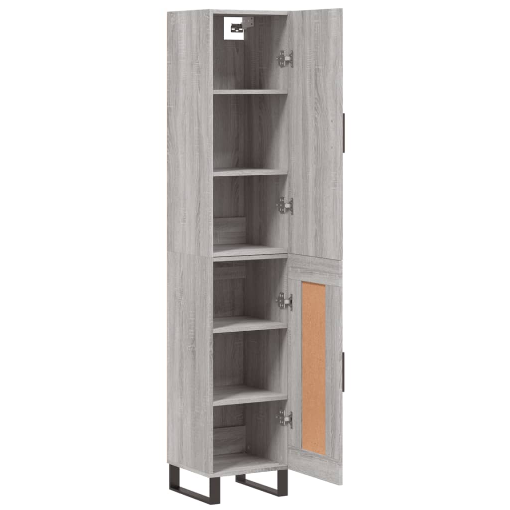 vidaXL Aparador alto madera contrachapada gris Sonoma 34,5x34x180 cm