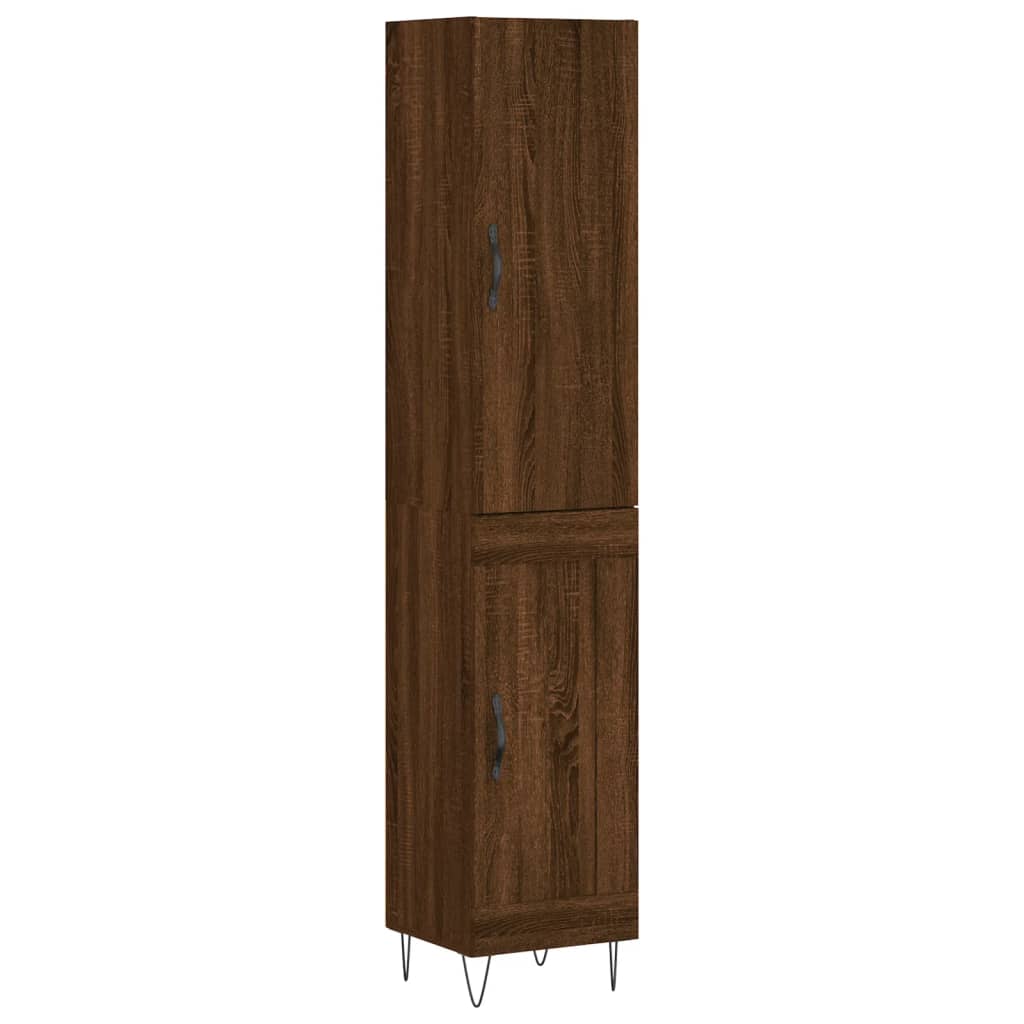 vidaXL Aparador alto madera contrachapada roble marrón 34,5x34x180 cm