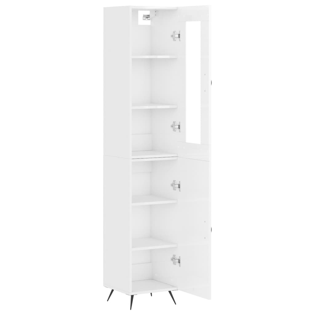 vidaXL Aparador alto madera contrachapada blanco brillo 34,5x34x180 cm