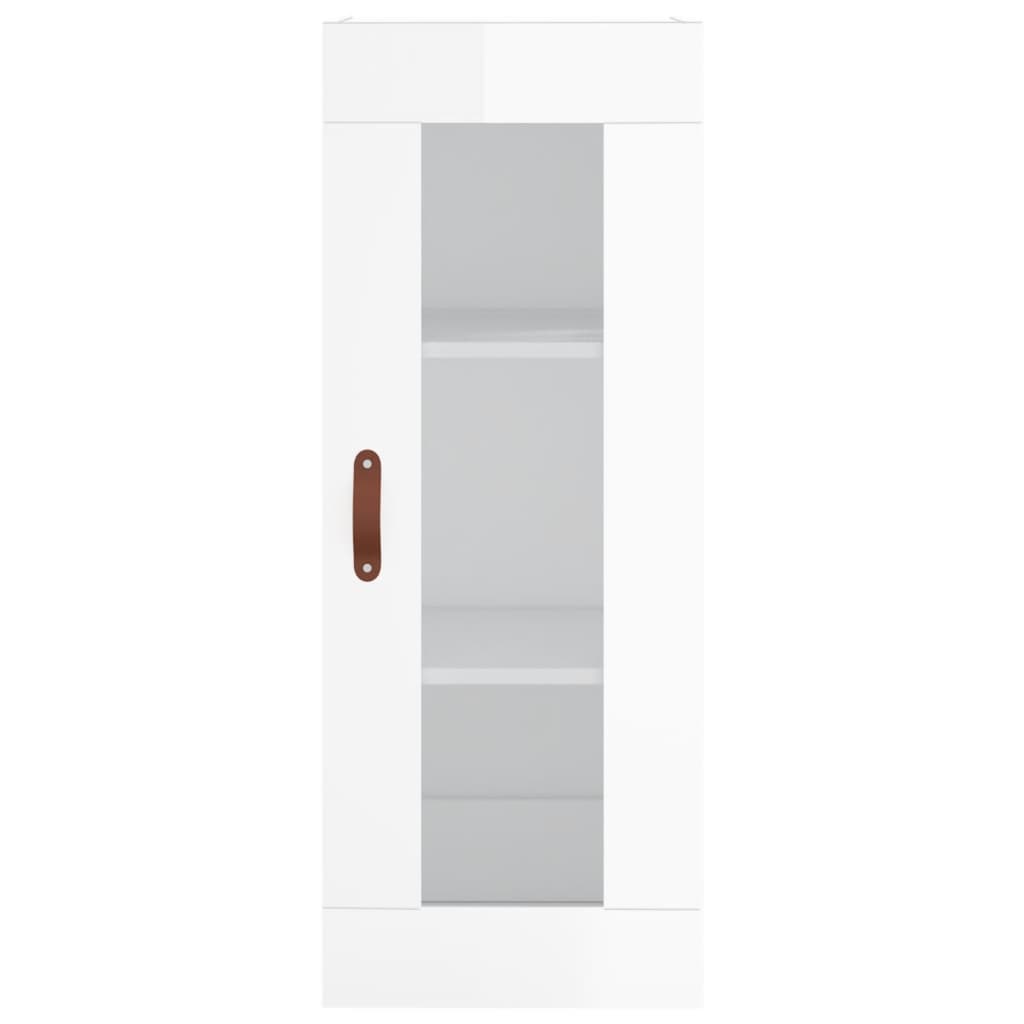 vidaXL Aparador alto madera contrachapada blanco brillo 34,5x34x180 cm