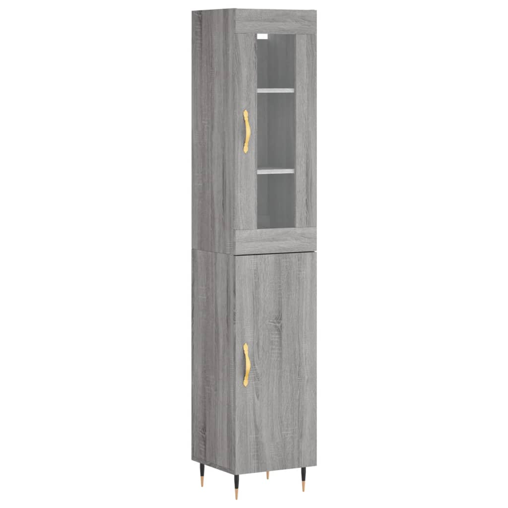 vidaXL Aparador alto madera contrachapada gris Sonoma 34,5x34x180 cm