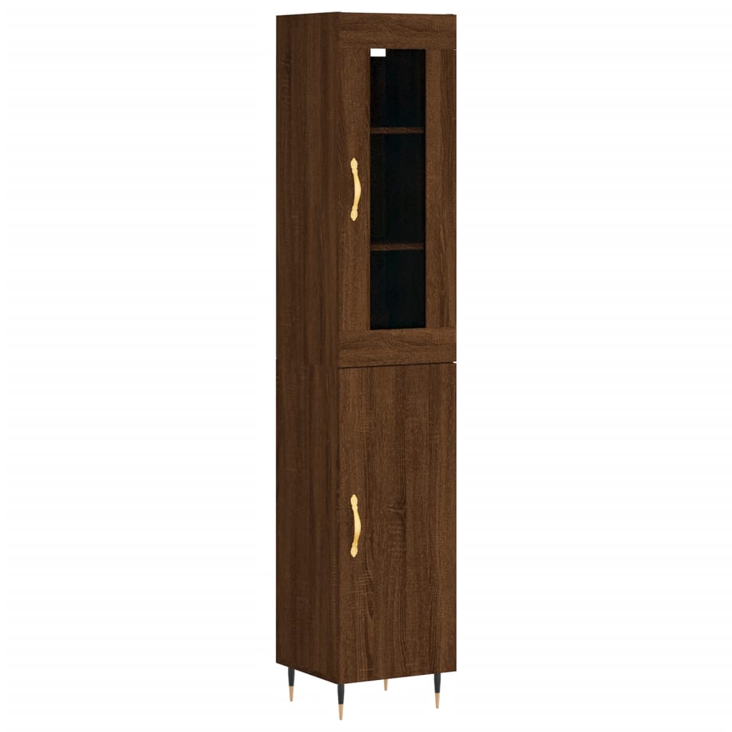 vidaXL Aparador alto madera contrachapada roble marrón 34,5x34x180 cm