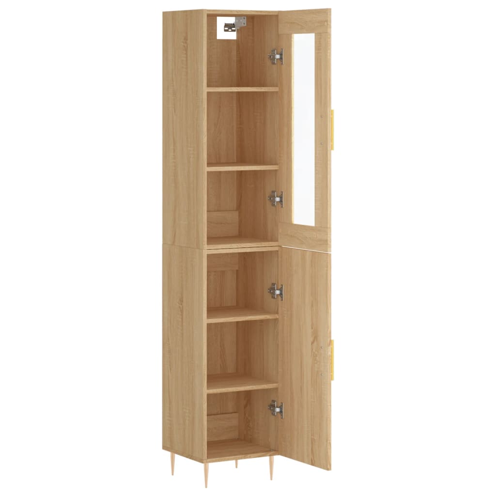 vidaXL Aparador de madera contrachapada roble Sonoma 34,5x34x180 cm