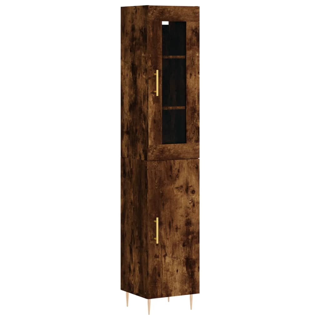 vidaXL Aparador de madera contrachapada roble ahumado 34,5x34x180 cm