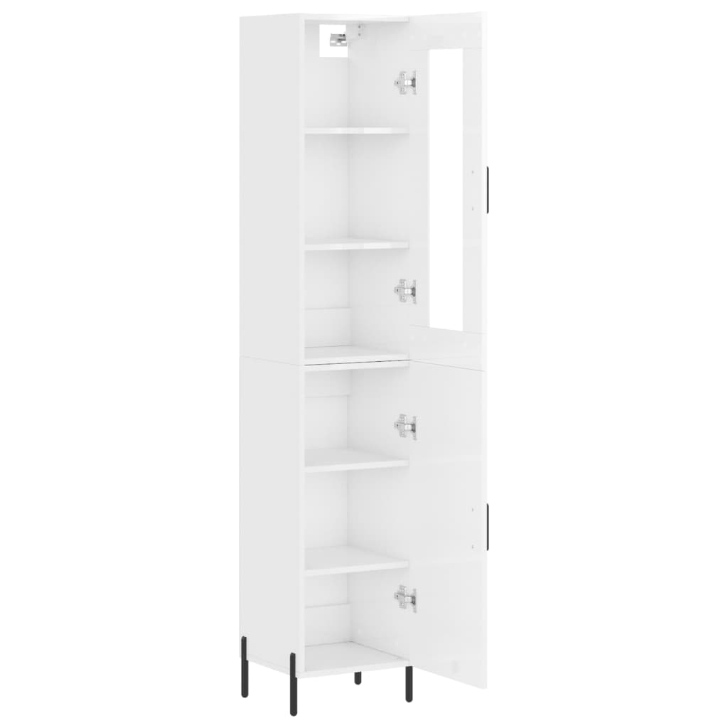 vidaXL Aparador alto madera contrachapada blanco brillo 34,5x34x180 cm