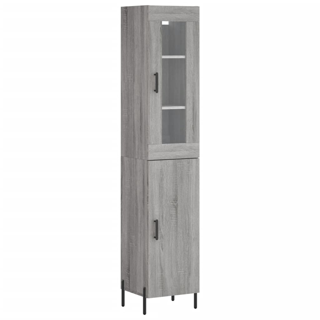 vidaXL Aparador alto madera contrachapada gris Sonoma 34,5x34x180 cm