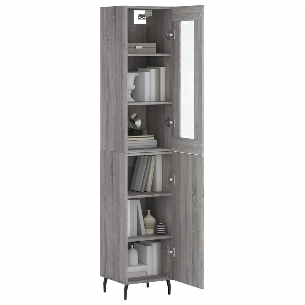 vidaXL Aparador alto madera contrachapada gris Sonoma 34,5x34x180 cm