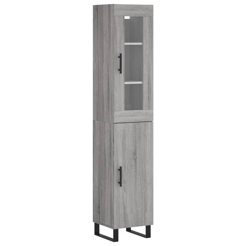 vidaXL Aparador alto madera contrachapada gris Sonoma 34,5x34x180 cm