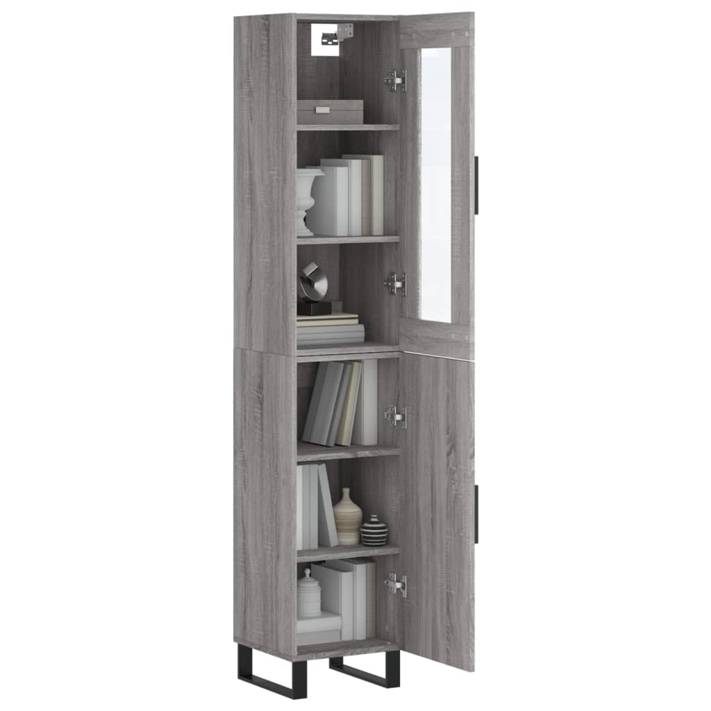 vidaXL Aparador alto madera contrachapada gris Sonoma 34,5x34x180 cm