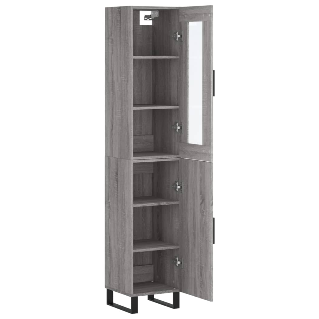 vidaXL Aparador alto madera contrachapada gris Sonoma 34,5x34x180 cm