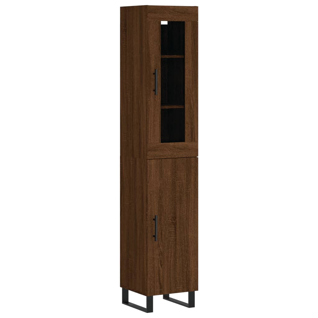 vidaXL Aparador alto madera contrachapada roble marrón 34,5x34x180 cm