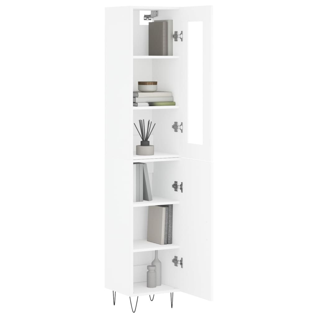 vidaXL Aparador alto madera contrachapada blanco 34,5x34x180 cm