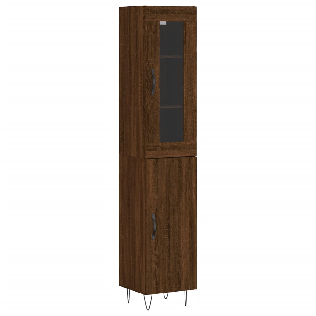 vidaXL Aparador alto madera contrachapada roble marrón 34,5x34x180 cm