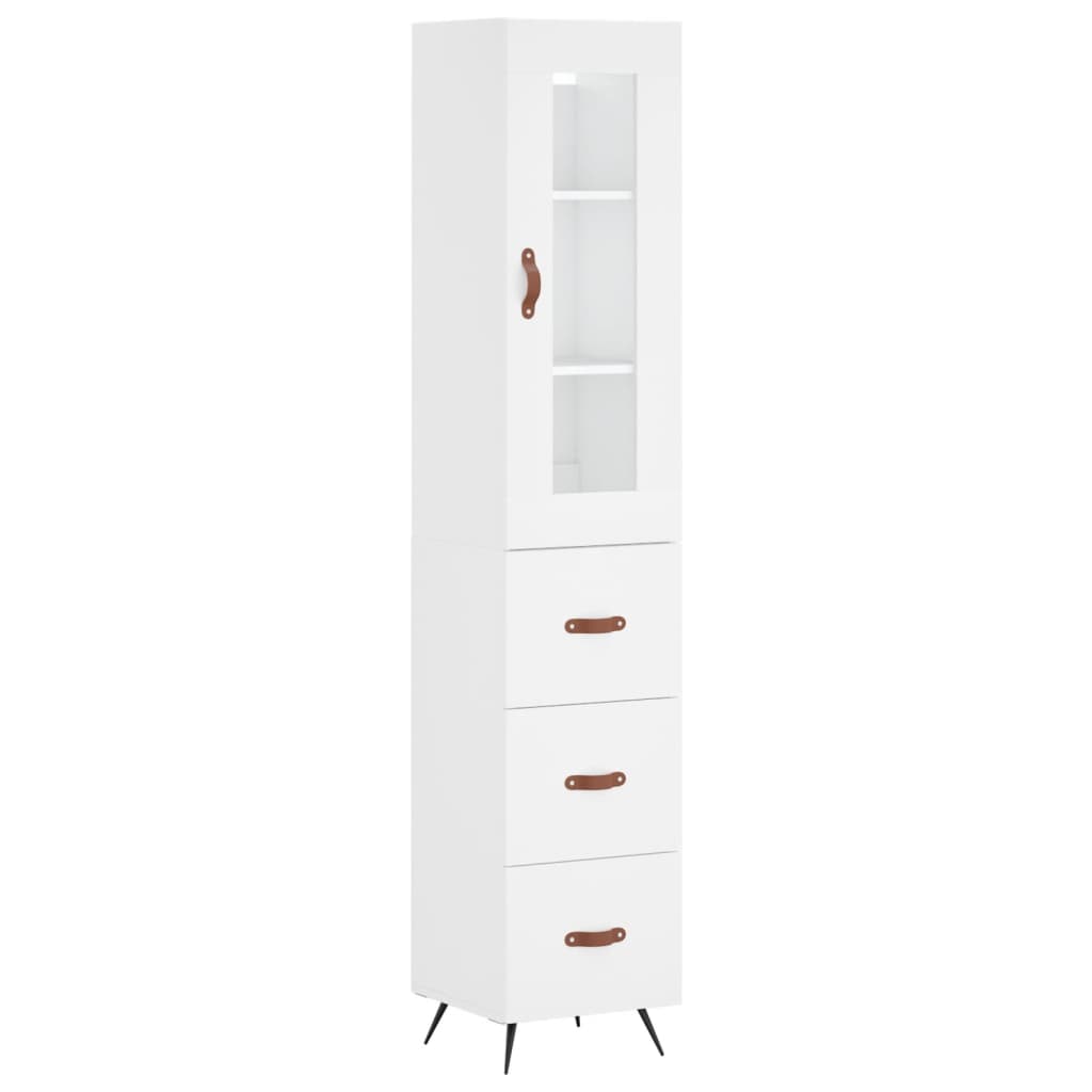 vidaXL Aparador alto madera contrachapada blanco 34,5x34x180 cm