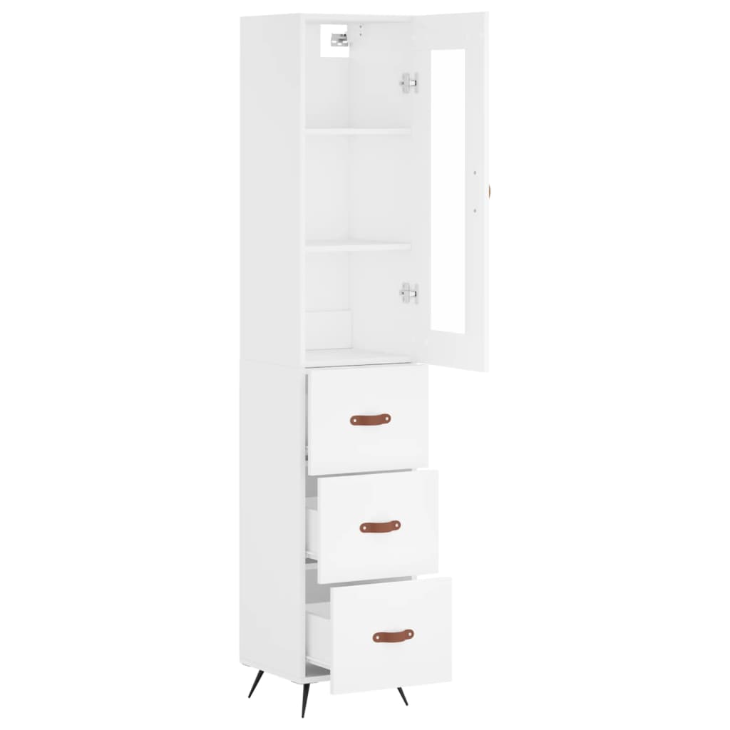 vidaXL Aparador alto madera contrachapada blanco 34,5x34x180 cm