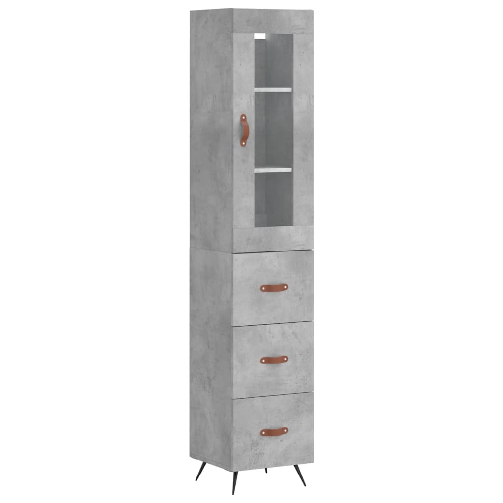 vidaXL Aparador de madera contrachapada gris hormigón 34,5x34x180 cm