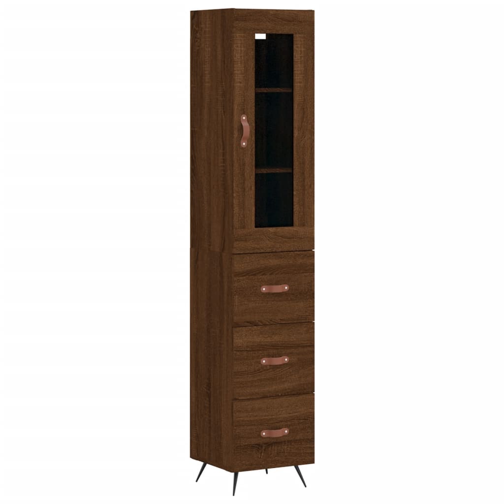 vidaXL Aparador alto madera contrachapada roble marrón 34,5x34x180 cm