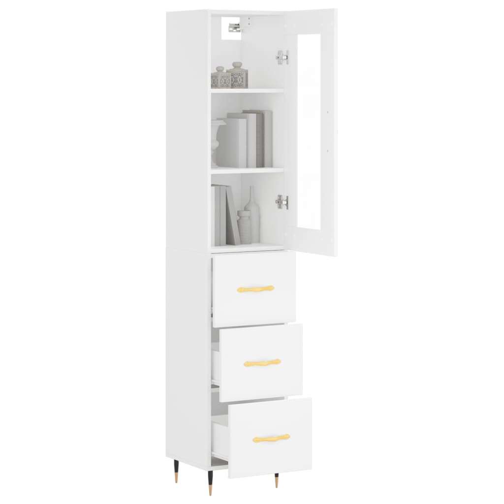 vidaXL Aparador alto madera contrachapada blanco 34,5x34x180 cm