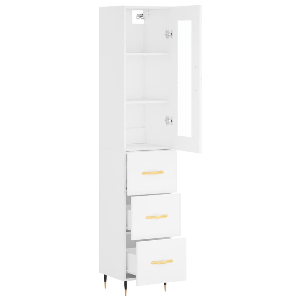 vidaXL Aparador alto madera contrachapada blanco 34,5x34x180 cm