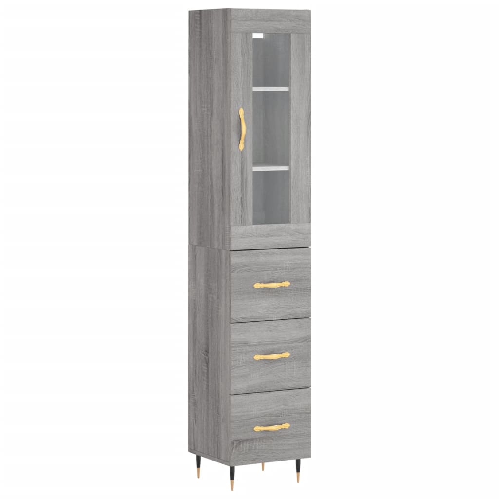 vidaXL Aparador alto madera contrachapada gris Sonoma 34,5x34x180 cm