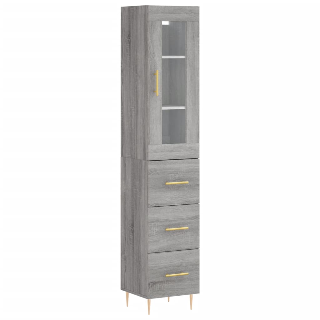 vidaXL Aparador alto madera contrachapada gris Sonoma 34,5x34x180 cm