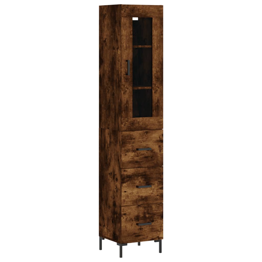 vidaXL Aparador de madera contrachapada roble ahumado 34,5x34x180 cm