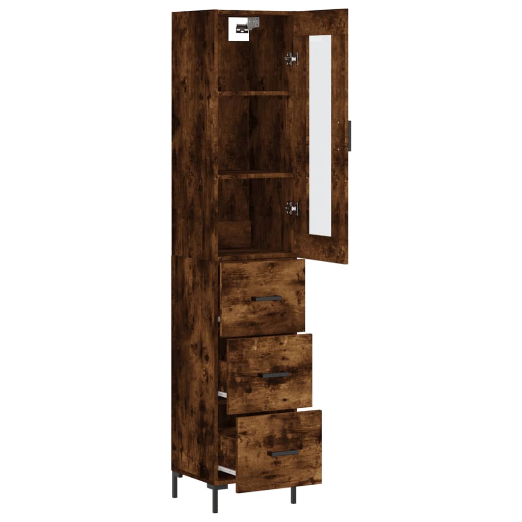 vidaXL Aparador de madera contrachapada roble ahumado 34,5x34x180 cm