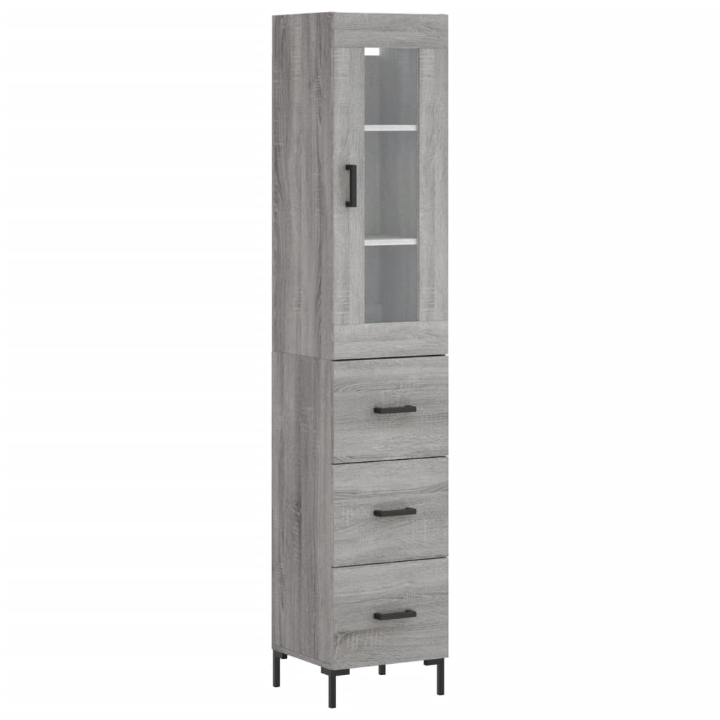 vidaXL Aparador alto madera contrachapada gris Sonoma 34,5x34x180 cm