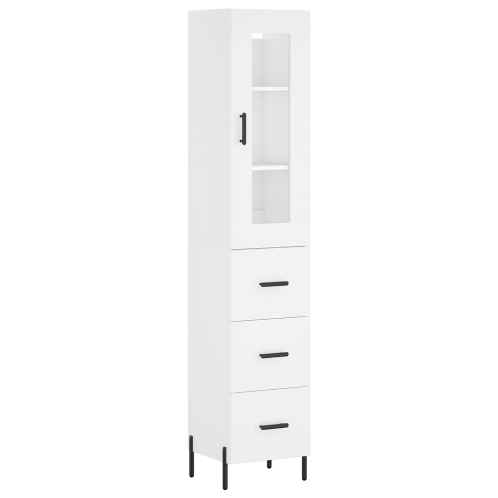 vidaXL Aparador alto madera contrachapada blanco 34,5x34x180 cm