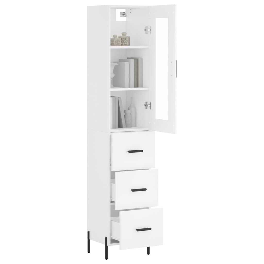 vidaXL Aparador alto madera contrachapada blanco 34,5x34x180 cm