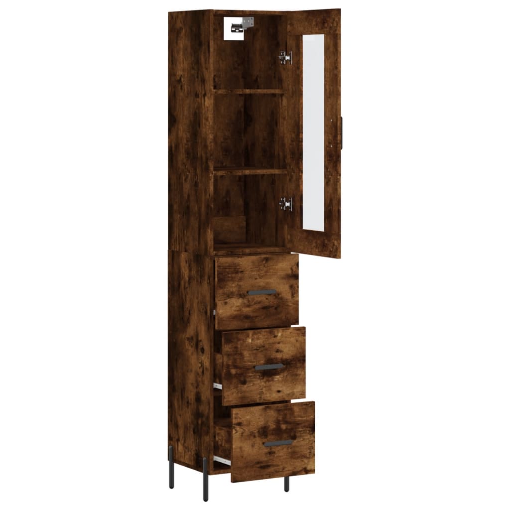 vidaXL Aparador de madera contrachapada roble ahumado 34,5x34x180 cm