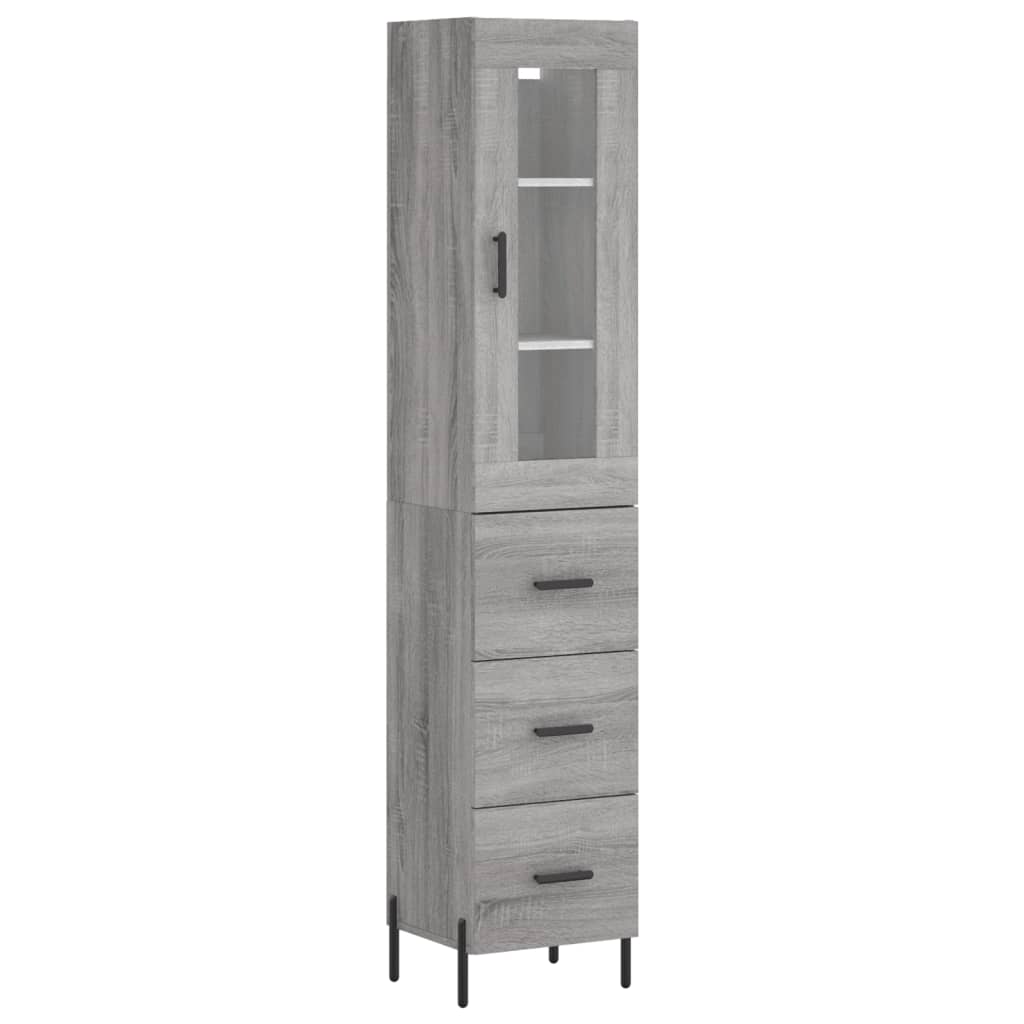 vidaXL Aparador alto madera contrachapada gris Sonoma 34,5x34x180 cm