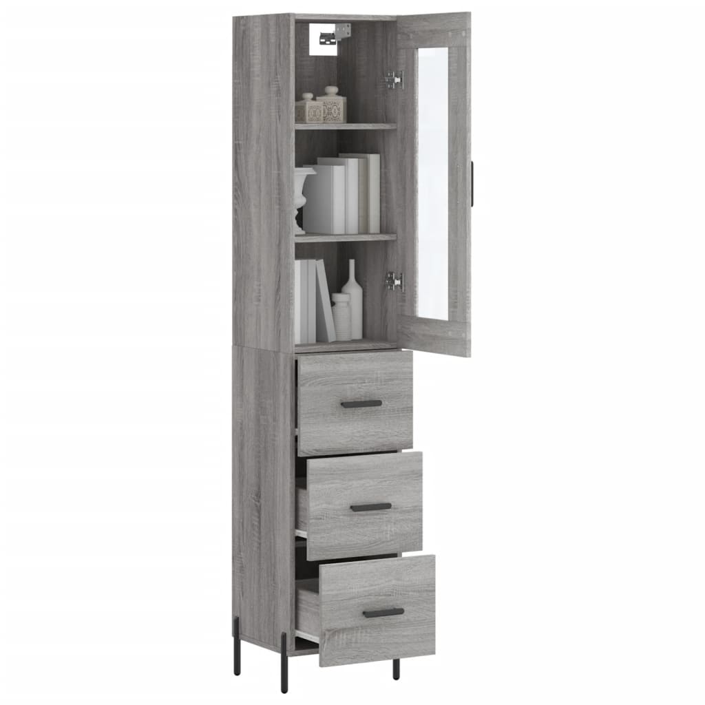 vidaXL Aparador alto madera contrachapada gris Sonoma 34,5x34x180 cm