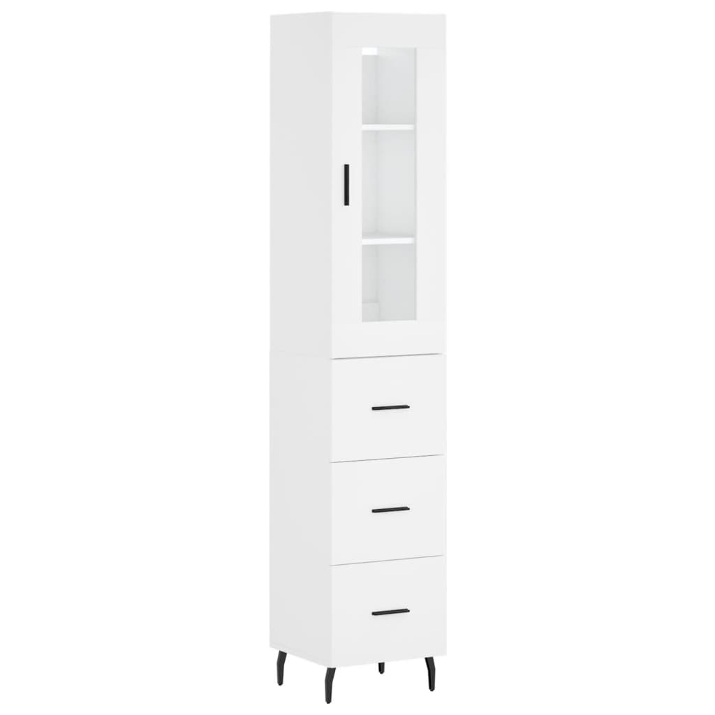 vidaXL Aparador alto madera contrachapada blanco 34,5x34x180 cm