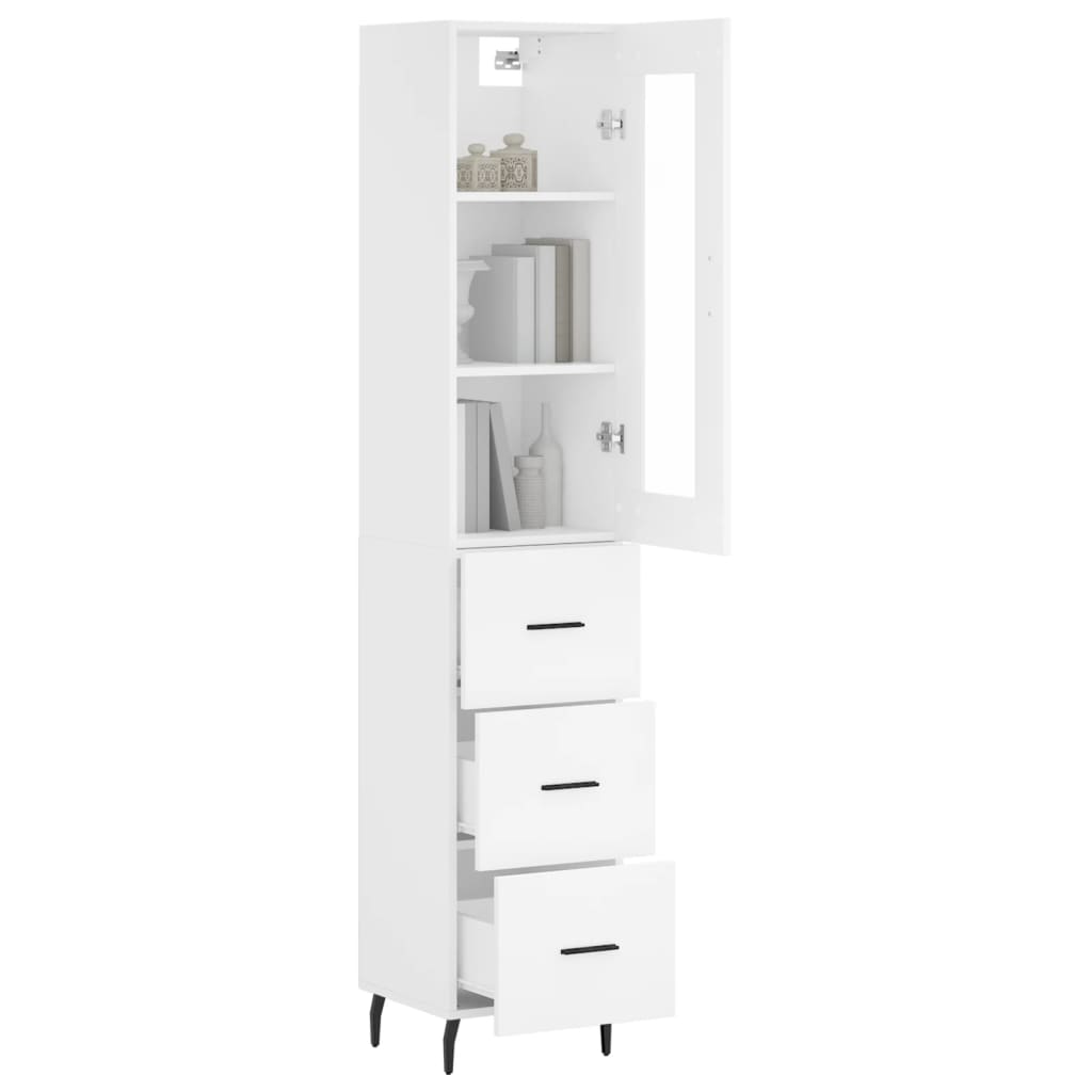 vidaXL Aparador alto madera contrachapada blanco 34,5x34x180 cm