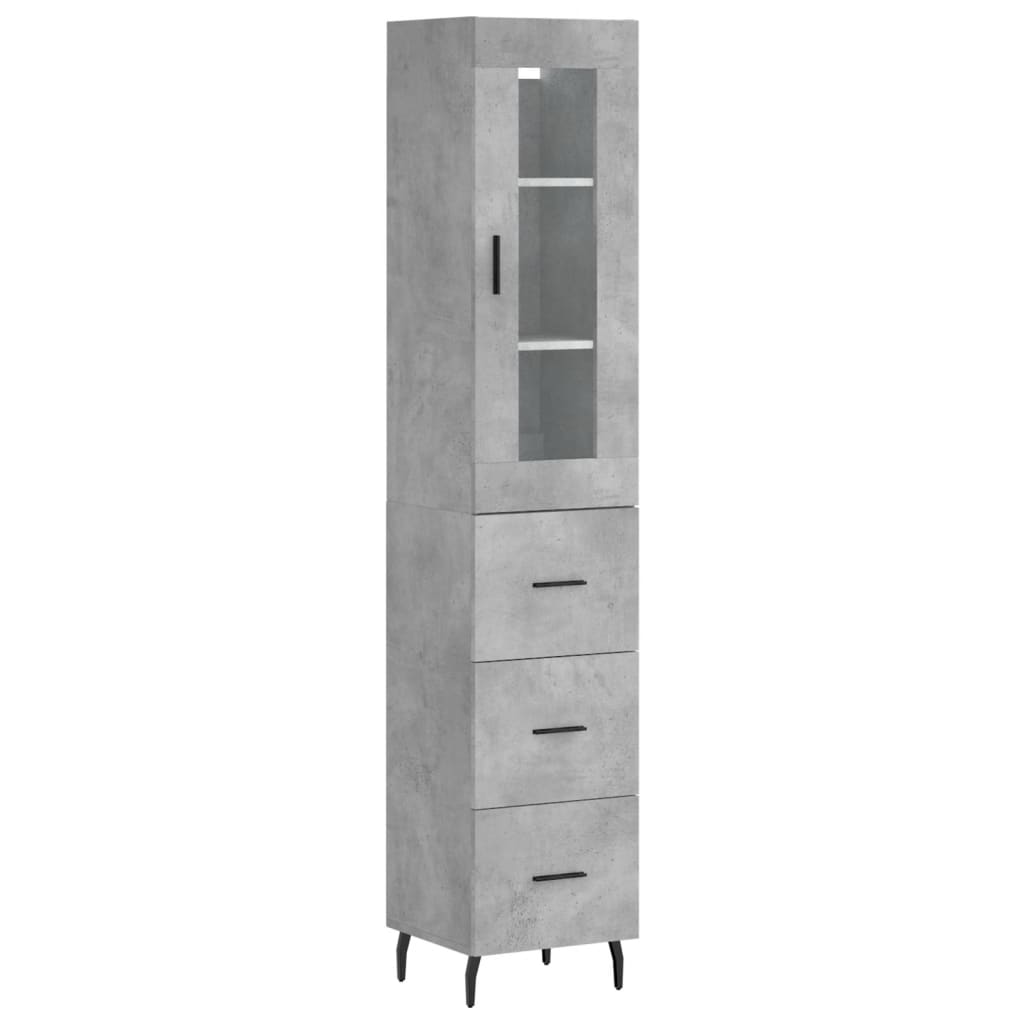 vidaXL Aparador de madera contrachapada gris hormigón 34,5x34x180 cm