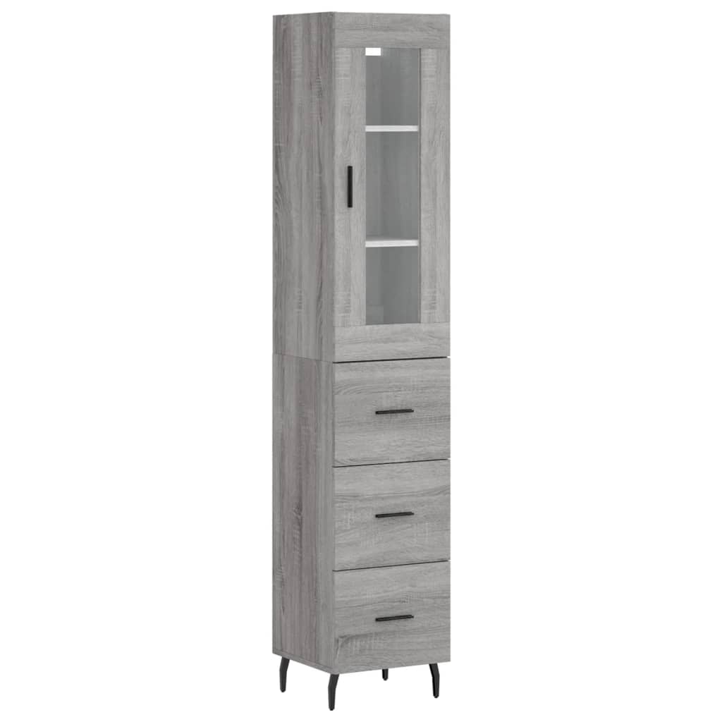 vidaXL Aparador alto madera contrachapada gris Sonoma 34,5x34x180 cm